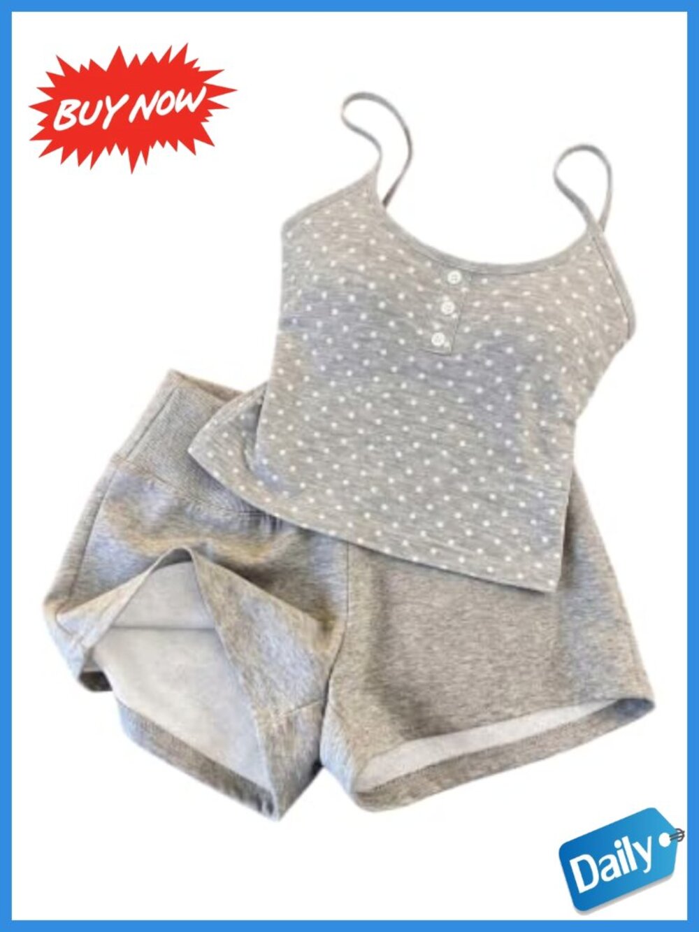 2 Piece Polka Dots Crop Cami Top and Mini Shorts Set Sleeveless Slim Fit